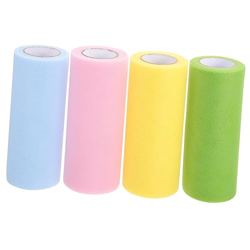 KAILIKETIY 4Rollen Tüllband Pastellfarben Leichtes Faltbares Dekorationsmaterial für Hochzeiten Partys und DIY Projekte für Tischläufer und Bastelideen von KAILIKETIY