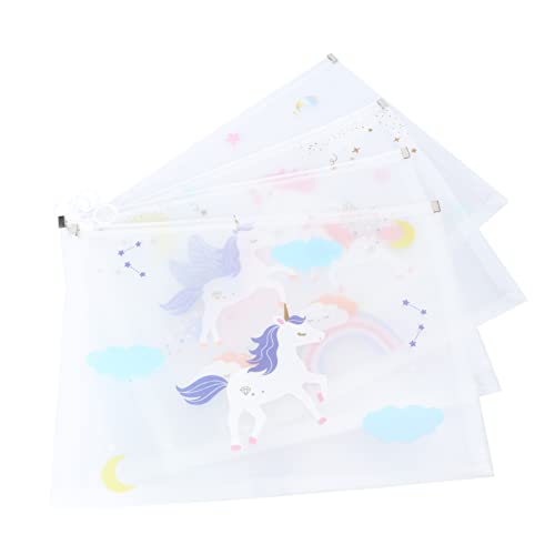 KAILIKETIY 4Stücke Transparente Dokumententasche mit Einhorn Muster und Langlebig für Schule und Büro Praktische Schreibwarenaufbewahrung mit Reißverschluss KAILIKETIY 4Stücke Transparente Dokumententasche mit Einhorn Muster und Langlebig für Schule und Büro Praktische Schreibwarenaufbewahrung mit Reißverschluss von KAILIKETIY