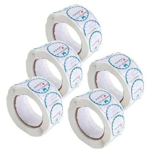 KAILIKETIY 5 Rollen Runde Selbstklebende für Einmachgläser Beschriftbare Siegelsticker für Diy Verpackungen für Kleine Unternehmen und Persönliche Projekte von KAILIKETIY