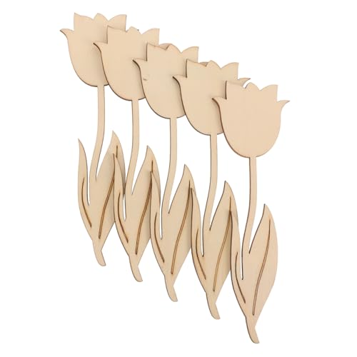 KAILIKETIY 5 Stück Teiliges Unbemalte Holzblumen Ausschnitte Diy Bastelmaterial für Malen und Gestalten von Geschenken und Dekorationen von KAILIKETIY