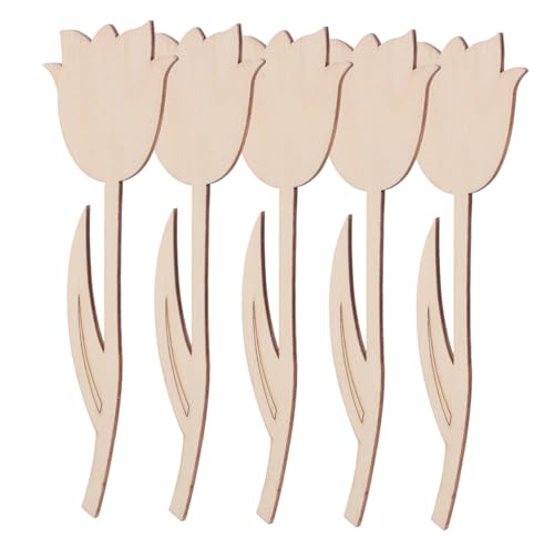 KAILIKETIY 5 Stück Unlackierte Holzblumen Ausschnitte für Diy Bastelprojekte Natürliche Holzscheiben zum Malen und Gestalten für Kreative Aktivitäten von KAILIKETIY