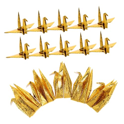 KAILIKETIY 50 Stück Origami Glückskraniche Gold Papier Mobile Handgefertigt als Dekoration für Babyzimmer Kinderzimmer Babypartys von KAILIKETIY