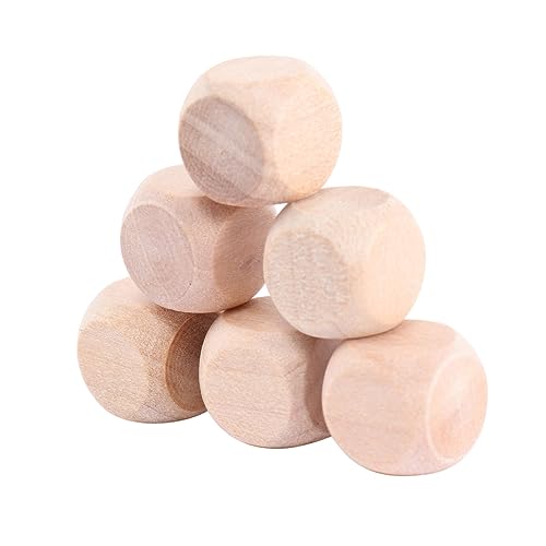 KAILIKETIY 50Stücke Holz Würfel Set Leere Seitige Holzblöcke für DIY Handwerk und Puzzles Robuste Unbemalte Würfel für Kreative Spielideen von KAILIKETIY