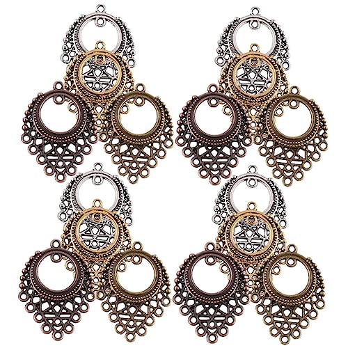 KAILIKETIY 50Stücke Vintage Hohlohrring Charms DIY Schmuckzubehör für Armbänder und Ohrringe Bunte Mehrfarbige Anhänger für Kreative Bastelprojekte von KAILIKETIY