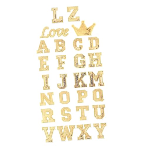 KAILIKETIY 56Stücke Alphabet Aufnäher Glitter Hotfix Patches zum Aufbügeln für Kleidung Taschen und Hüte Praktische Patches zur Dekoration und Reparatur von Textilien von KAILIKETIY