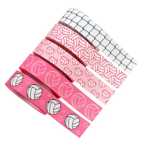 KAILIKETIY 5Rollen Rosa Volleyball Bastelband Dekoratives Geschenkband für Geburtstagsfeiern Schulveranstaltungen und Team Events Vielseitig Einsetzbar Einfach zu Handhaben von KAILIKETIY