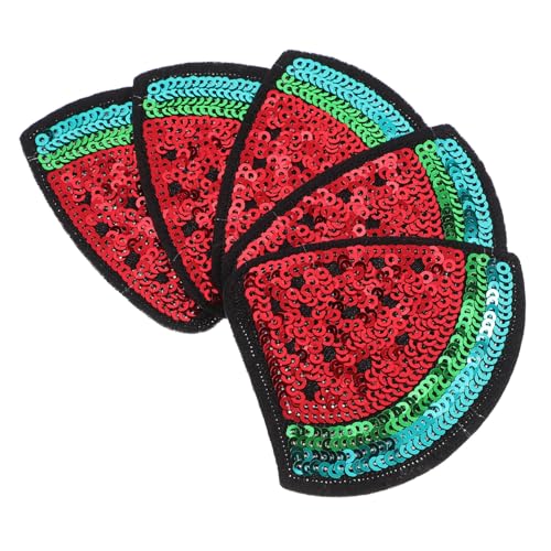 KAILIKETIY 5Stücke Teiliges Wassermelonen Aufnäher Lustige Obst Stickerei für DIY Kleidung Aufbügelbare Patches für Hosen und Jacken Süßes Applikationsabzeichen für Kreative Nähprojekte von KAILIKETIY
