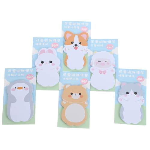 KAILIKETIY 6 Sätze Kawaii Tier Haftnotizen Selbstklebende Notizblöcke für Schule Büro und Zuhause Kreative Memo Pads zur Organisation und Dekoration für Studenten von KAILIKETIY
