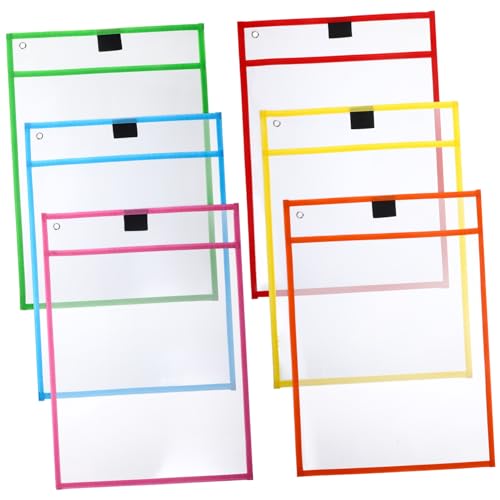 KAILIKETIY 6 Stück Teiliges Ordnerhüllen Wiederverwendbare Dokumententaschen für Büro und Schule Leicht zu Reinigen Geeignet für Papier Transparente Schutzfolien Zufällige Farbe von KAILIKETIY