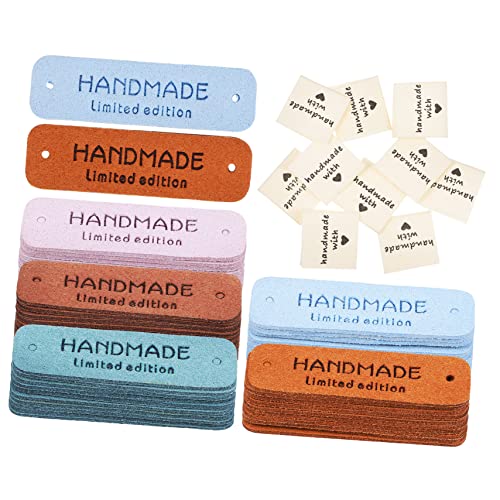 KAILIKETIY 60Stücke Nähetiketten für Handgefertigte Leder und Stoffetiketten mit Geprägten und Herzmuster DIY Zubehör für Kleidung Taschen Schuhe und Bastelarbeiten von KAILIKETIY