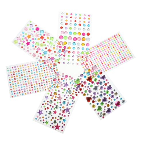 KAILIKETIY 6Blätter Edelstein Aufkleber für DIY Acryl Bling Sticker Selbstklebend Verschiedenen Farben für Handyhüllen und Bastelprojekte von KAILIKETIY