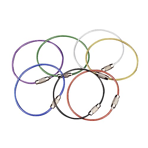 KAILIKETIY 7 Stück Teiliges Drahtseil Schlüsselanhänger Bunte Farbige Stahlkette Robust und Langlebig Einfach zu Schließen für Schlüsselringe Gepäckanhänger und Id Tag Halter von KAILIKETIY
