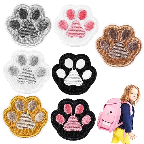 KAILIKETIY 7Stücke Hundepfoten Patches zum Aufbügeln Selbstklebende Applikationen für Jeans Kleidung Hüte und Taschen Lustige Dekoration mit Ästhetischen Details und Einfacher Anwendung von KAILIKETIY