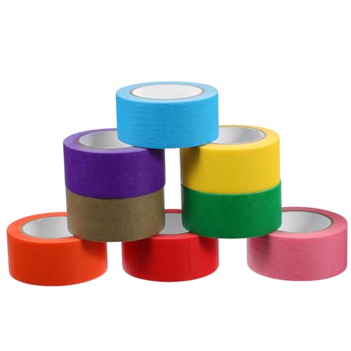 KAILIKETIY 8 Rollen 8-farbiges Papierband bunt Etikett Farbe Maskierung Farbabdeckband Mehrzweck-Papierklebeband selbstgemachtes abklebeband Malerband Klebeband für Scrapbooking farbiges Band von KAILIKETIY