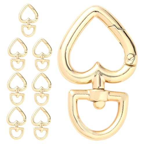 KAILIKETIY 8 Stück Herz-Schlüsselanhänger aus Metall Herz Schlüsselanhänger Metallschnalle für Bag Heart Herzformbeutelschnalle herzförmige Verschlüsse Herz Karabiner Zinklegierung Golden von KAILIKETIY