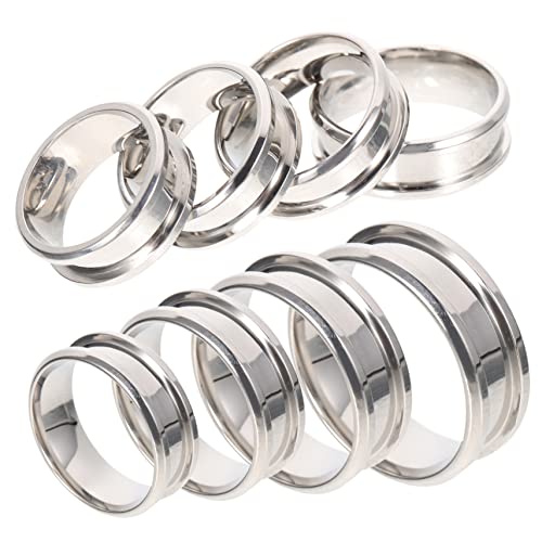 KAILIKETIY 8Stücke Fingerringe Polierte Oberfläche Gerillte Ringe für DIY Schmuck Rostfrei Verschiedenen für Handdekoration und Basteln von KAILIKETIY