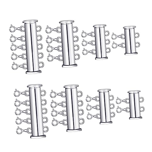 KAILIKETIY 8Stücke Silberne Perlenverschluss Schmuckschließe für Armbänder DIY Mehrstrang Slide Lock Connector Geschichtete Schmuckzubehör für Designs von KAILIKETIY
