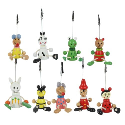 KAILIKETIY 9Stücke Holz Fotohalter Clips Lustige Figuren für Notizen Memos und Fotos Dekorative Kartenhalter für Büro und Zuhause von KAILIKETIY