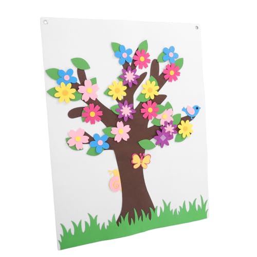 KAILIKETIY Diy Filz Story Set mit Blumen und Baum Taktiles Bastelset für Kindergarten Vorgefertigtes Filzboard mit Aufhängung Lernspielzeug für Kreative Wanddekoration von KAILIKETIY