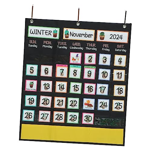 KAILIKETIY Kalender Wandtaschendiagramm mit Geräumigen Fächern Übersichtlicher Lernkalender für Vorschule und Klassenzimmer Pädagogisches Organisationswerkzeug für Schüler von KAILIKETIY