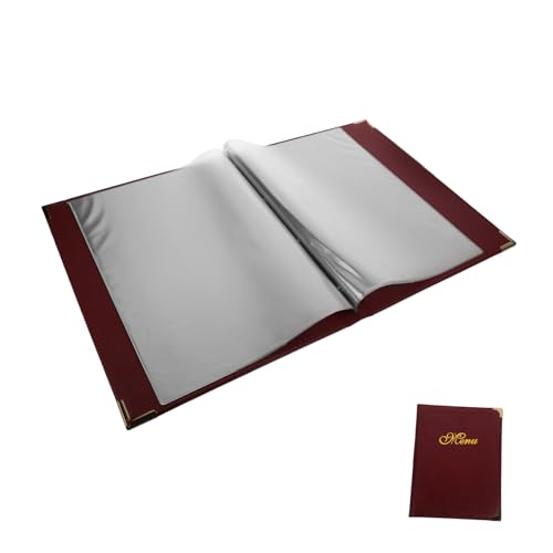 KAILIKETIY Menübuch aus Hochwertigem Leder mit Transparenten Hüllen Wiederverwendbarer und Schützender Speisekarten ordner für Restaurant Bar Praktische Menüanzeige in Weinrot KAILIKETIY Menübuch aus Hochwertigem Leder mit Transparenten Hüllen Wiederverwendbarer und Schützender Speisekarten ordner für Restaurant Bar Praktische Menüanzeige in Weinrot von KAILIKETIY