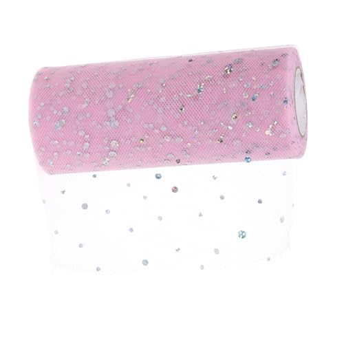 KAILIKETIY Sequin Tüllrolle Glitzernd Pailletten Tüllband für Hochzeit Geschenkverpackung Party Deko DIY Basteln Tutu Schleifen Tischdeko Rosa von KAILIKETIY