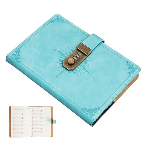 KAILIKETIY Vintage Notizbuch mit Zahlenschloss Kombinationsschloss Tagebuch für Frauen Vielseitig Einsetzbar Reisejournal oder Notizen Organizer Stilvolles PU mit Kartenfächern von KAILIKETIY