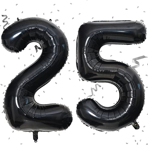 100cm XXL Folienballon Zahlen 25 Schwarz Riesige Luftballon Helium 25 Jahre Luftballon Nummer 25 Geburtstag Fliegt mit Helium Schwarz Zahl 25 von KAINSY