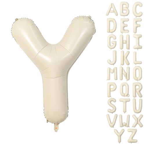 101,6 cm Buchstabenballons Y, groß, benutzerdefiniert, A-Z, Folien-Namensballon, cremeweiß, selbstaufblasend, beige, Heliumballon-Buchstaben Y für Frauen, Mädchen, Geburtstag, Neujahr, Babyparty, von KAINSY
