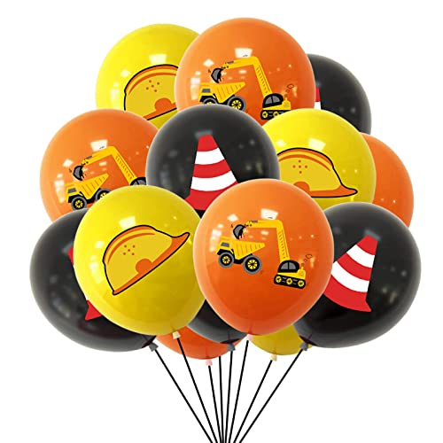 Baufahrzeug Ballon, 15 Stück 12 Zoll Bagger Luftballons Orange Gelb Schwarz Geburtstag Luftballons Bagger Luftballons Bau Thema Party Dekorationen für Party Kindergeburtstag Dekorationen von KAINSY