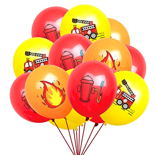 Feuerwehrauto Ballon, 18 Stück 12 Zoll Feuerwehrauto Ballons, orange, gelb rot Feuerwehrauto Thema, Geburtstagsballons, Heliumballon Party Dekorationen für Baby Kindergeburtstags Party Dekorationen von KAINSY