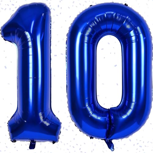 Geburtstag Zahlen Luftballon 10, Luftballon Zahlen 10 Marineblau, Luftballon 10. Geburtstag, 100cm Folienballon Zahl Ballon 10. Geburtstagsdeko, Zahlen Ballon für Jubiläumsparty Junge Mädchen von KAINSY