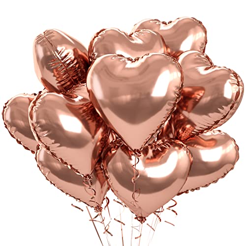 Herzluftballons Roségold, 10 Stück Roségold Herzluftballons Helium Hochzeit, Roségold Luftballons Hochzeit 18 Zoll Herz Folienballon Deko Valentinstag für Hochzeit, Geburtstagsfeier, Just Married Deko von KAINSY