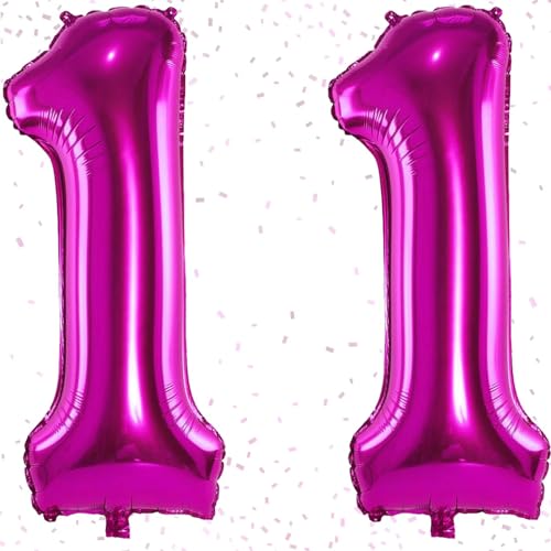 Hot Pink Zahlen Luftballon 11. Geburtstag Zahl 11 Riesen Folienballon Zahlen Groß Geburtstagsdeko Mädchen Luftballons Zahlen 11 Zahlenluftballon Deko zum Geburtstag. Fliegt mit Helium, Rosa Zahl 11 von KAINSY
