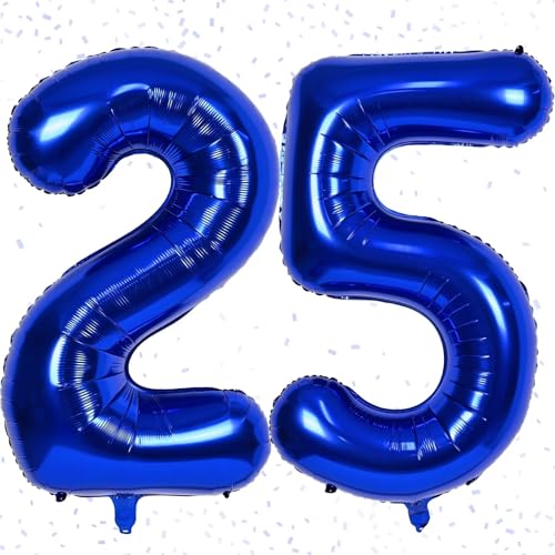 Luftballon 25, 25. Geburtstag, Zahlen 25 Luftballons, Luftballon 25. Geburtstag, Marineblau Zahlenballon 25, Folienballon Zahl 25 für Junge Mädchen Jubiläumsparty Dekoration–Fliegt mit Helium von KAINSY