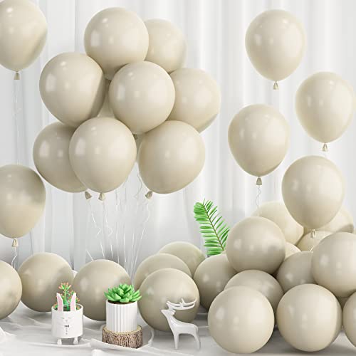 Luftballon Weiß 12 Zoll, 50 Stück Latex Helium Ballons Sand Weiß, Beige Latex Nude Luftballons Retro Creme Weiß Party Ballons für Geburtstag Hochzeit Dekoration von KAINSY