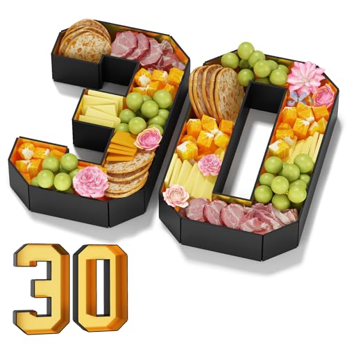 Pappnummern für Charcuterie-Zahlen, befüllbar, 35,8 cm, schwarz, gold, Pappmaché, Zahlenform, Cupcake-Förmchen, Behälter, Behälter für Lebensmittel, Süßigkeiten, 30. Geburtstag, Party-Dekorationen, Pappnummern für Charcuterie-Zahlen, befüllbar, 35,8 cm, schwarz, gold, Pappmaché, Zahlenform, Cupcake-Förmchen, Behälter, Behälter für Lebensmittel, Süßigkeiten, 30. Geburtstag, Party-Dekorationen, von KAINSY