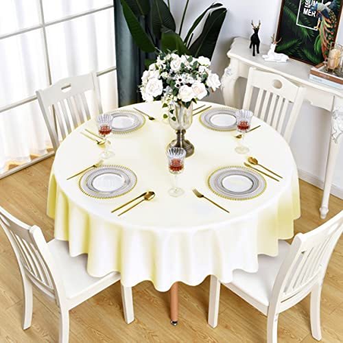 KAIPHO Runde Tischdecke, wasserdicht, schmutzabweisend, knitterfrei, 210 g/m² Polyester, waschbar, abwischbar, Tischdecke für Party, Bankett, Hochzeit, drinnen und draußen, 122 cm, cremefarben KAIPHO Runde Tischdecke, wasserdicht, schmutzabweisend, knitterfrei, 210 g/m² Polyester, waschbar, abwischbar, Tischdecke für Party, Bankett, Hochzeit, drinnen und draußen, 122 cm, cremefarben von KAIPHO