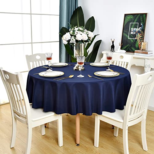 KAIPHO Runde Tischdecke, wasserdicht, schmutzabweisend, knitterfrei, 210 g/m² Polyester, waschbar, abwischbar, Tischdecke für Party, Bankett, Hochzeit, drinnen und draußen (152,4 cm, Kreis) von KAIPHO