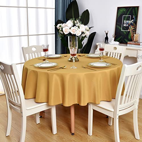 KAIPHO Runde Tischdecke, wasserdicht, schmutzabweisend, knitterfrei, 210 g/m² Polyester, waschbar, abwischbar, Tischdecke für Party, Bankett, Hochzeit, drinnen und draußen (304,8 cm, Kreis) von KAIPHO