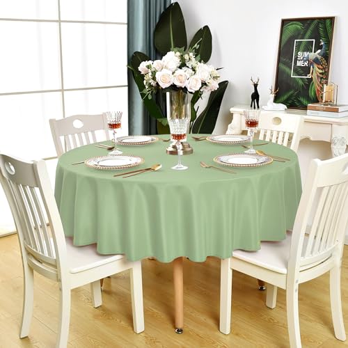 KAIPHO Runde Tischdecke, wasserdicht, schmutzabweisend, knitterfrei, 210 g/m² Polyester, waschbar, abwischbar, Tischdecke für Party, Bankett, drinnen und draußen (121,9 cm, Kreis) von KAIPHO