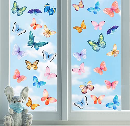 KAIRNE 31 Stück Bunt Schmetterlinge Fensteraufkleber,Fenstersticker Schmetterling,Wandtattoo Kinderzimmer Mädchen,Schmetterling Wandsticker Fensterbild,DIY Tiere Wandaufkleber für Babyzimmer Wanddeko von KAIRNE