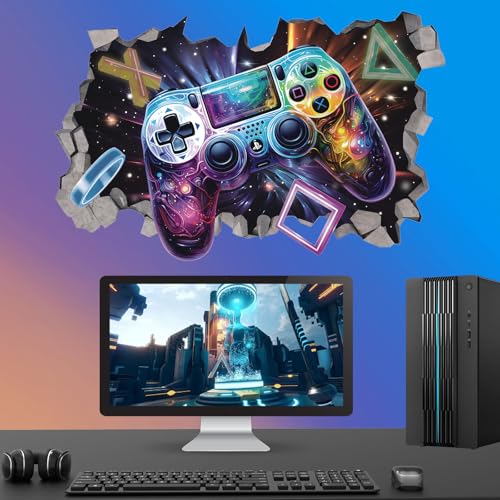 KAIRNE 3D-Gamer-Poster, Gaming-Wandaufkleber für Jungen-Schlafzimmer, Gamer-Wandaufkleber, Xbox, Spiel-Wandkunst, Kinderspielzimmer-Zubehör, abnehmbares Wandkunst, Spiel-Dekor für Teenager, 82 x 53 cm KAIRNE 3D-Gamer-Poster, Gaming-Wandaufkleber für Jungen-Schlafzimmer, Gamer-Wandaufkleber, Xbox, Spiel-Wandkunst, Kinderspielzimmer-Zubehör, abnehmbares Wandkunst, Spiel-Dekor für Teenager, 82 x 53 cm von KAIRNE
