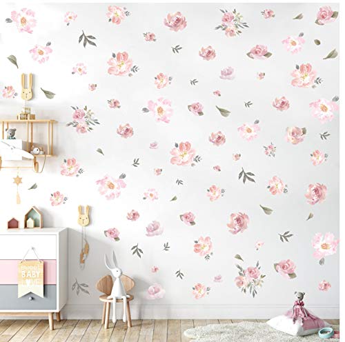 KAIRNE 55 Stück Wandsticker Blumen Rosa,Aquarell Rosen Wandtattoo für Mädchen Schlafzimmer,Pfingstrose Wandaufkleber Kinderzimmer,Pflanze Blätt Blume Wandtattoo für Wohnzimmer Babyzimmer Frühling Deko KAIRNE 55 Stück Wandsticker Blumen Rosa,Aquarell Rosen Wandtattoo für Mädchen Schlafzimmer,Pfingstrose Wandaufkleber Kinderzimmer,Pflanze Blätt Blume Wandtattoo für Wohnzimmer Babyzimmer Frühling Deko von KAIRNE