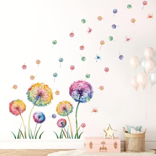 KAIRNE Bunt Wandtattoo Pusteblume,Blumen Wandsticker für Kinderzimmer Mädchen,Löwenzahn Wandtattoo für Schlafzimmer,Pflanzen Blumen Wandaufkleber für Wohnzimmer Babyzimmer Fenster Wanddeko KAIRNE Bunt Wandtattoo Pusteblume,Blumen Wandsticker für Kinderzimmer Mädchen,Löwenzahn Wandtattoo für Schlafzimmer,Pflanzen Blumen Wandaufkleber für Wohnzimmer Babyzimmer Fenster Wanddeko von KAIRNE