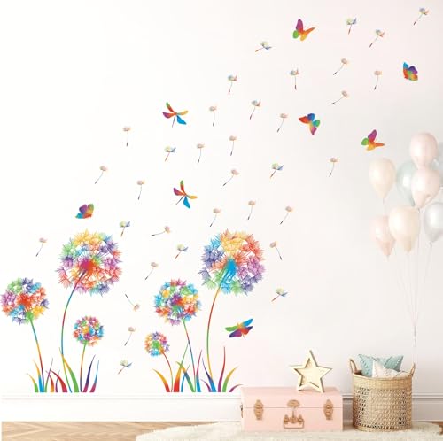 KAIRNE Pusteblume Wandsticker,Wandtattoo Kinderzimmer Mädchen,Löwenzahn Pflanzen Wandtattoo,Blumen Schmetterling Wandtattoo,Bunt Wandaufkleber Löwenzahn für Wohnzimmer Schlafzimmer Fenster Wanddeko KAIRNE Pusteblume Wandsticker,Wandtattoo Kinderzimmer Mädchen,Löwenzahn Pflanzen Wandtattoo,Blumen Schmetterling Wandtattoo,Bunt Wandaufkleber Löwenzahn für Wohnzimmer Schlafzimmer Fenster Wanddeko von KAIRNE