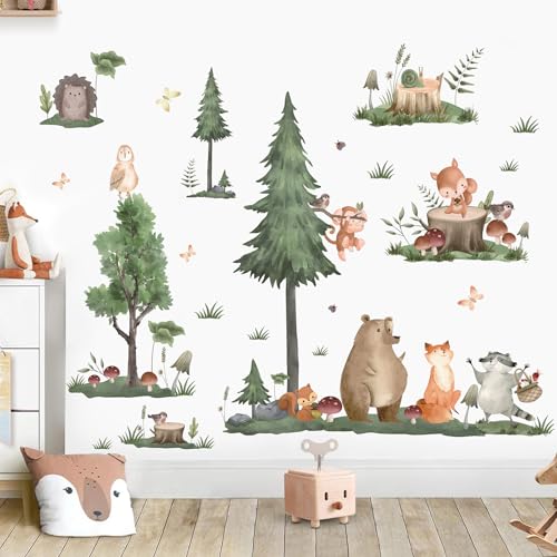 KAIRNE Waldtiere Baum Wandaufkleber Fuchs Bär Wandsticker Große Kiefer Wandaufkleber für Kinderzimmer Babyzimmer Wohnzimmer Wanddeko Jungen Wanddeko B100xH30cm Wandaufkleber für Jungenzimmer KAIRNE Waldtiere Baum Wandaufkleber Fuchs Bär Wandsticker Große Kiefer Wandaufkleber für Kinderzimmer Babyzimmer Wohnzimmer Wanddeko Jungen Wanddeko B100xH30cm Wandaufkleber für Jungenzimmer von KAIRNE