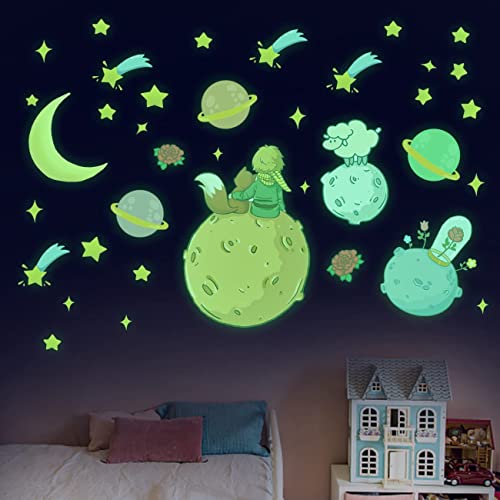 KAIRNE Wandsticker Der Kleine Prinz,Wandtattoo für Kinderzimmer,Planet Leuchtend Wandaufkleber,Blumen Stern Leuchtsticker für Babyzimmer,Weltraum Fluoreszierend Aufkleber für Kinder Schlafzimmer Deko KAIRNE Wandsticker Der Kleine Prinz,Wandtattoo für Kinderzimmer,Planet Leuchtend Wandaufkleber,Blumen Stern Leuchtsticker für Babyzimmer,Weltraum Fluoreszierend Aufkleber für Kinder Schlafzimmer Deko von KAIRNE