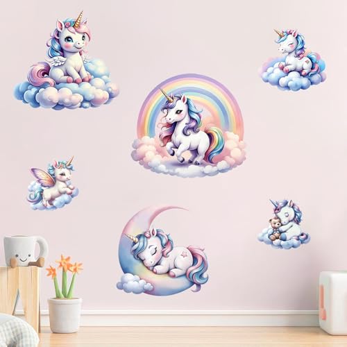 KAIRNE Wandtattoo Einhorn Regenbogen Mädchen Wandaufkleber Süßer Traum Einhorn Bunte Rosa Wanddeko für Kinderzimmer Mädchen Babyzimmer Heißluftballon Mond Wolken Wandsticker KAIRNE Wandtattoo Einhorn Regenbogen Mädchen Wandaufkleber Süßer Traum Einhorn Bunte Rosa Wanddeko für Kinderzimmer Mädchen Babyzimmer Heißluftballon Mond Wolken Wandsticker von KAIRNE