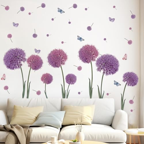 KAIRNE Wandtattoo Pusteblume,Blumen Wandtattoo für Kinderzimmer Mädchen,Lila Löwenzahn Wandsticker für Schlafzimmer,Schmetterlinge Blumen Wandaufkleber für Wohnzimmer Babyzimmer Fenster Tür Wanddeko KAIRNE Wandtattoo Pusteblume,Blumen Wandtattoo für Kinderzimmer Mädchen,Lila Löwenzahn Wandsticker für Schlafzimmer,Schmetterlinge Blumen Wandaufkleber für Wohnzimmer Babyzimmer Fenster Tür Wanddeko von KAIRNE